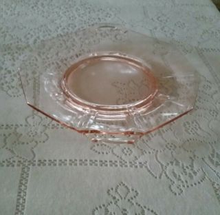 Vintage Pink Depression Glass Cake Plate / Platter with Handles 2