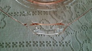Vintage Pink Depression Glass Cake Plate / Platter with Handles 3