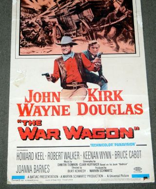 Vintage 14x36 MOVIE POSTER - The War Wagon 1967 - JOHN WAYNE Western 2