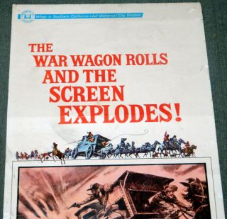 Vintage 14x36 MOVIE POSTER - The War Wagon 1967 - JOHN WAYNE Western 3