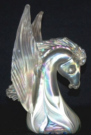 Stuart Abelman Art Glass Pegasus Horse Signed And Dated 1981