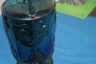 Carnival Glass Pitcher - Blue Harvest Grape & Leaf Design