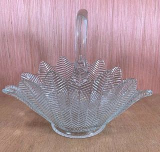Vintage Crystal Glass Basket With Handle Very Large And Heavyweight Cut Crystal