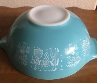 Vtg Pyrex Amish Butterprint Turquoise Cinderella 4 Quart Mixing Bowl Nm 444