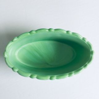 Akro Agate Oval Planter Green Jadite Color 3