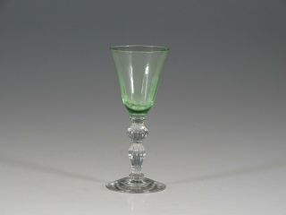 Vintage Depression Era Vaseline Green Cordial Glass Crystal Stem C.  1930