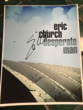 Eric Church Hand Signed Autograph 8x10 Photo Of Desperate Man Album Cover