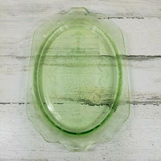 Vintage Anchor Hocking Princess Green Depression Glass Uranium Oval Platter