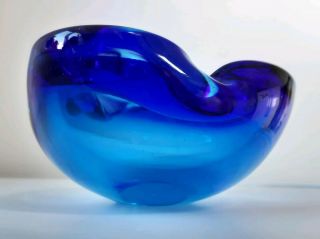 Mid Century Modern Blue Murano Art Glass Bowl