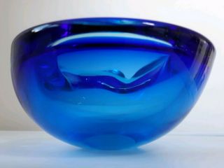Mid Century Modern Blue Murano Art Glass Bowl 2