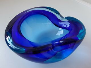 Mid Century Modern Blue Murano Art Glass Bowl 3