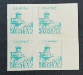 Nystamps Colombia Stamp C140 Og Nh Imperf Block Rare