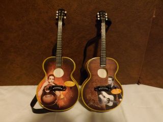 2 Johnny Cash Guitar Ornaments 7.  5 " Illuminated Musical Ring Of Fire & Jackson