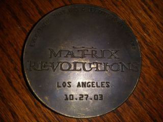 2003 Matrix Revolutions Solid Bronze Medallion Rare 74mm 2