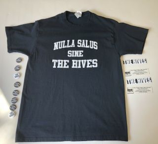 2000 The Hives Nulla Salus Sine Black T Shirt Lge Bundle W/stickers & Pinbacks