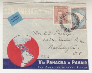 Argentina,  1937 Panagra - Panair,  Paa Airmail Cover,  5c.  & 1p.  To Usa.