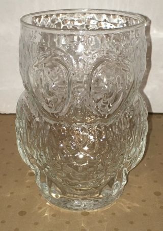 Vintage Owl Shaped Clear Textured 3D Drinking Glasses Glassware Set of 2 Hoot 2