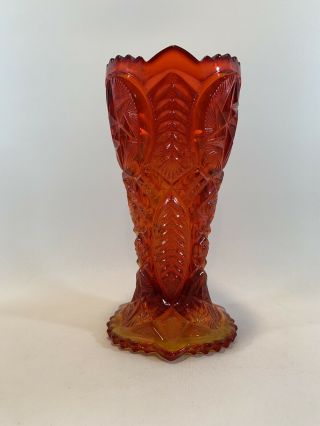 Vintage L.  E.  Smith Red Orange Amberina Glass 9 