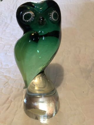 Art Glass Owl Hand Crafted,  Murano Glass Eyes By Alvin,  Made In Italy