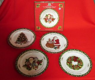 Susan Winget " A Christmas Story " 8 " Salad/dessert Plates Fine Porcelain Nib