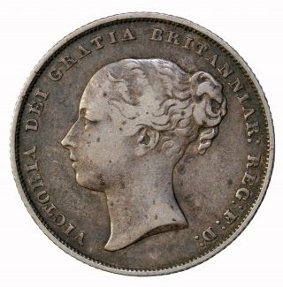 1853 Great Britain Silver Shilling Queen Victoria Coin Km 734.  1