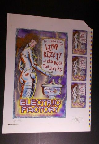 1999 Limp Bizkit - Kid Rock - Staind - Concert Poster Electric Factory Pa.  W/handbills