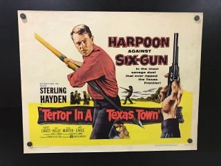 1958 Terror In A Texas Town Half Sheet Movie Poster 22 X 28 S Hayden