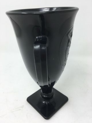 Vintage L E Smith Black Glass Dancing Nymphs Vase Two Handles Loving Cup Style 3