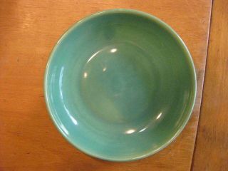 Vintage 1930 ' s Bauer Pottery Los Angeles Ring Ware Jade Green Soup Plate Bowl 2