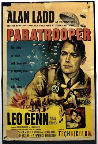 Patratrooper Movie Poster (poor) One Sheet 1953 Alan Ladd War Leo Genn 3390
