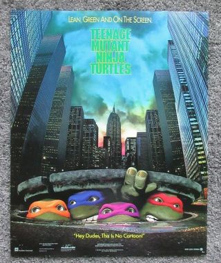Vintage 1990 Tmnt Teenage Mutant Ninja Turtles Poster 20x16 One Sheet
