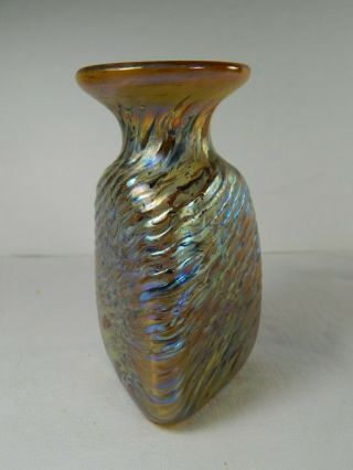 Vintage Iridescent Robert Held Art Glass Vase.  3 3/4 