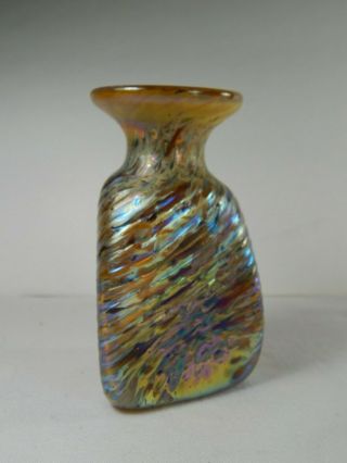 Vintage Iridescent Robert Held Art Glass Vase.  3 3/4 