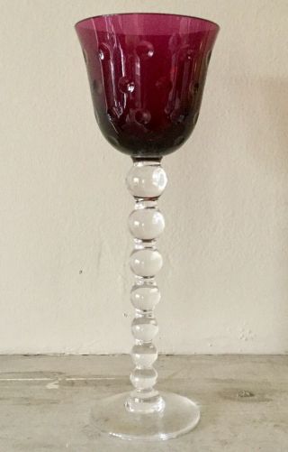Saint St Louis Crystal Hock Wine Glass Bubbles Purple Amethyst - List $310