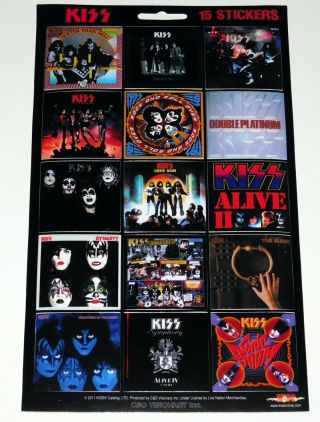 Kiss Band Make Up Album Covers 15 Sticker Set Sheet 2011 Official Gene Simmons