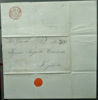 Brazil 3 Aug 1874 Stampless Postal Entire From Rio De Janeiro To Figueira - See