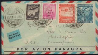 Chile 1935 Airmail Panagra Cover To Usa Valparaiso Cancel Airplanes