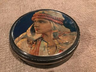 Rudolph Valentino 10 " Candy Tin Canco Beautebox / Henry Clive Art 1920s