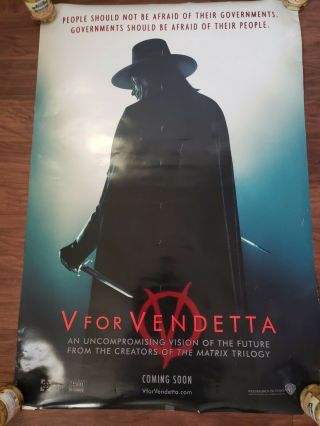 V For Vendetta - Rare Recalled Advance Movie Poster Ds 27x40 Guy Fawkes
