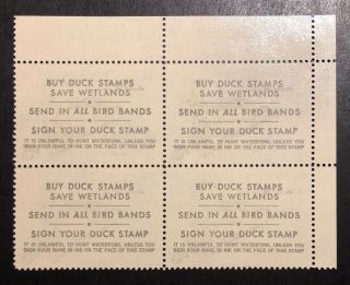 TDStamps: US Federal Duck Stamps Scott RW45 NH OG P Block of 4 2
