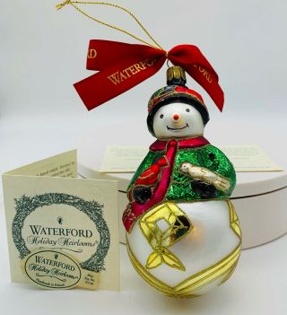 Waterford Crystal Holiday Heirlooms Ashbourne Hand Blown Glass Snowman Ornament