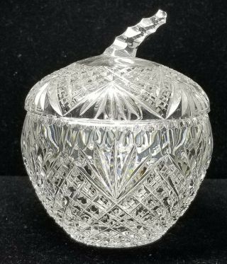 Signed Pepi Herrmann Brillant Hand Cut Crystal Strawberry Diamond Covered Jar