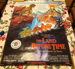 The Land Before Time Video Display Promo Poster Pizza Hut Don Bluth 27x40
