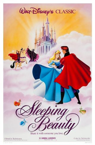Sleeping Beauty (1959) Movie Poster - Re - Release 1986 - Rolled
