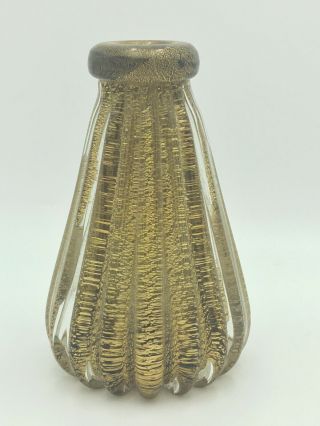Vintage Gambaro & Poggi Murano Blown Glass Gold Fleck Perfume Bottle - Gorgeous