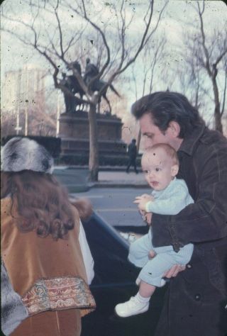 Johnny Cash - Candid In Nyc W/ Family Color Slide Transparency