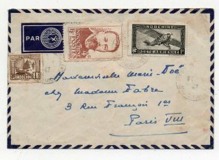 1947 Indo - China Vietnam To France Cover,  Scarce Stamps,  Mixed Issues