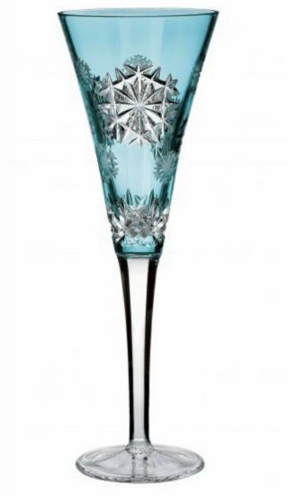 2018 Waterford Aqua Snowflake Wishes For Happiness Champagne Flute - Nib
