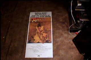 Raiders Of Lost Ark 1981 Orig 14x36 Movie Poster Harrison Ford Spielberg