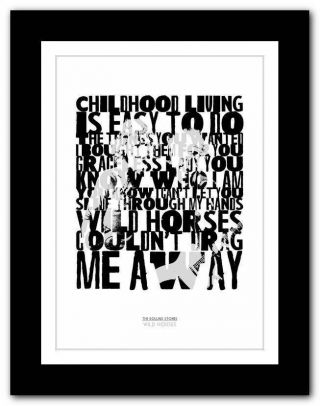 The Rolling Stones Wild Horses 2 ❤ Song Lyrics Typography Poster Art Print